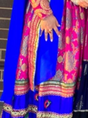 Vibrant Pink and Royal Blue Ethnic Maxi Dress